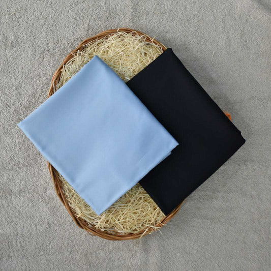 Light Blue Egyptian Giza Cotton Shirt Fabric with Navy Blue Pant Fabric Combo Starting at - Just Rs. 999! with Free Shipping & COD Options