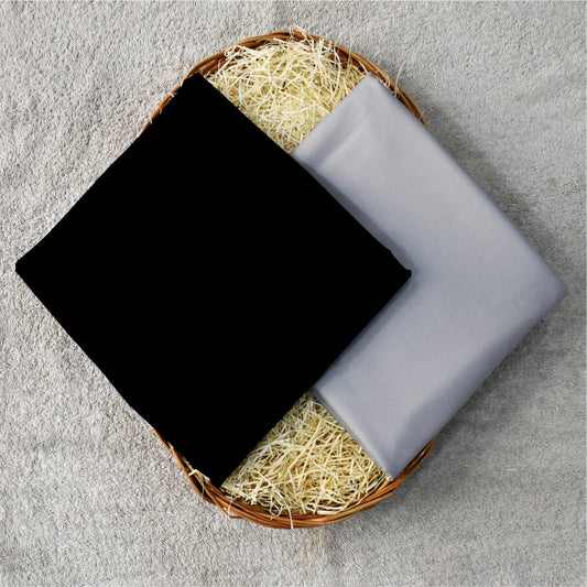 Black Egyptian Giza Cotton Shirt Fabric with Light Grey Pant Fabric Combo Starting at - Just Rs. 999! with Free Shipping & COD Options