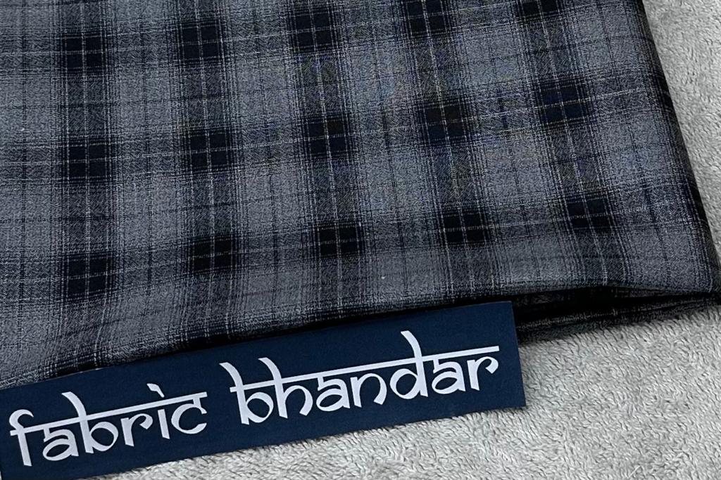 Charcoal Grey with Classy Big Black Checks Cotton Shirt Fabric (Length-2.25 Meter | Width-34 Inch) Starting at - Just Rs. 549! with Free Shipping & COD Options