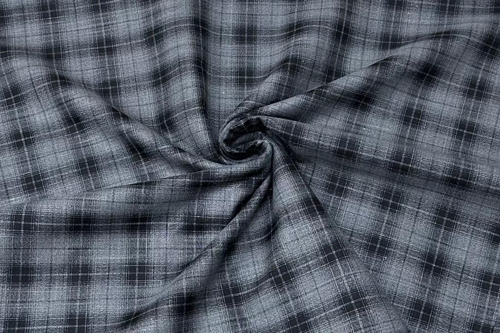 Charcoal Grey with Classy Big Black Checks Cotton Shirt Fabric (Length-2.25 Meter | Width-34 Inch) Starting at - Just Rs. 549! with Free Shipping & COD Options