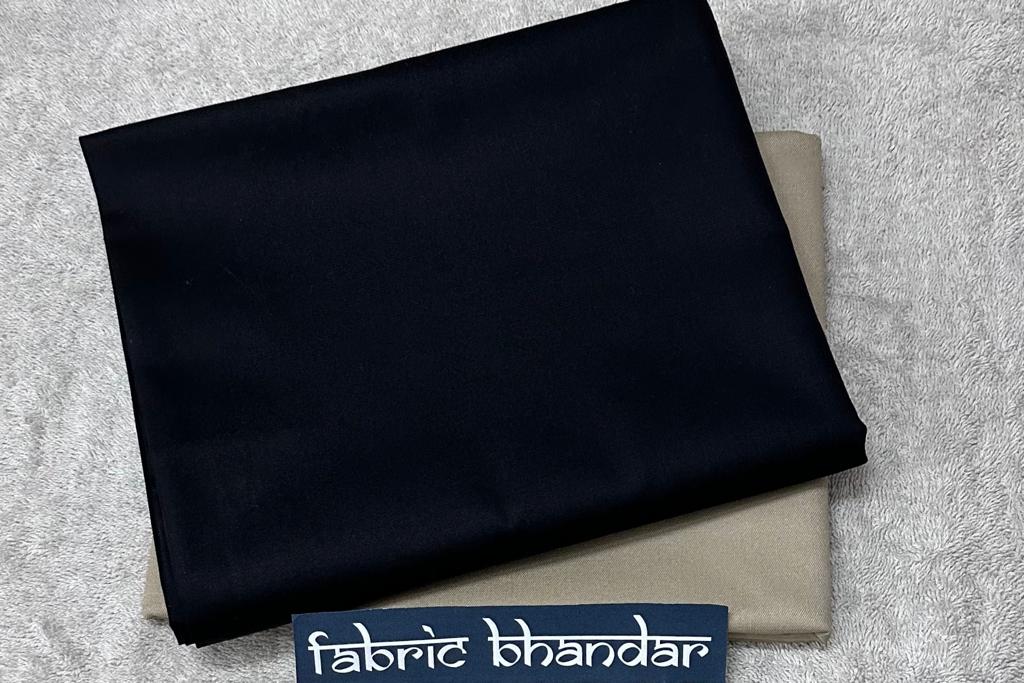 Black Egyptian Giza Cotton Shirt Fabric with Khaki Pant Fabric Combo Starting at - Just Rs. 999! with Free Shipping & COD Options