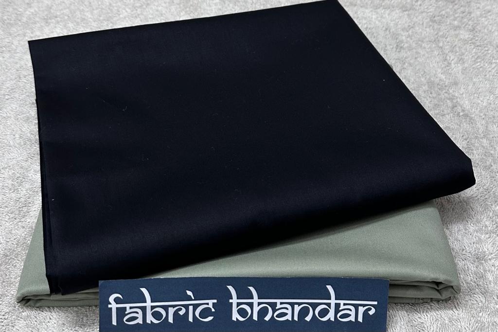 Black Egyptian Giza Cotton Shirt Fabric with Hunter Green Pant Fabric Combo Starting at - Just Rs. 999! with Free Shipping & COD Options