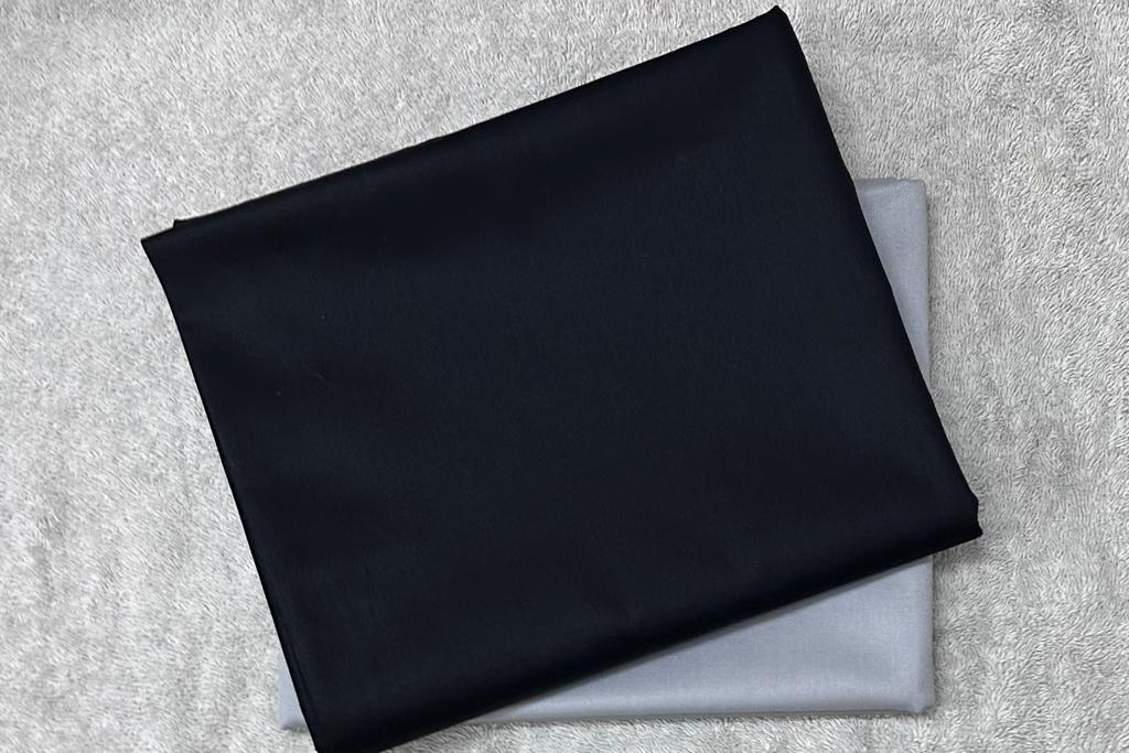 Black Egyptian Giza Cotton Shirt Fabric with Light Grey Pant Fabric Combo Starting at - Just Rs. 999! with Free Shipping & COD Options