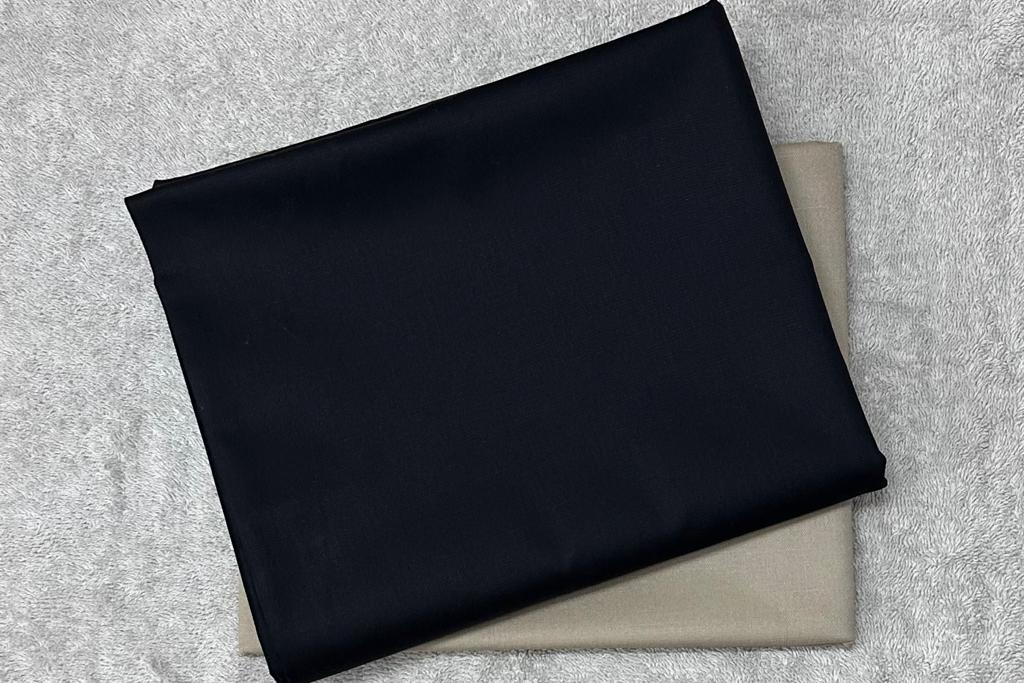 Black Egyptian Giza Cotton Shirt Fabric with Khaki Pant Fabric Combo Starting at - Just Rs. 999! with Free Shipping & COD Options