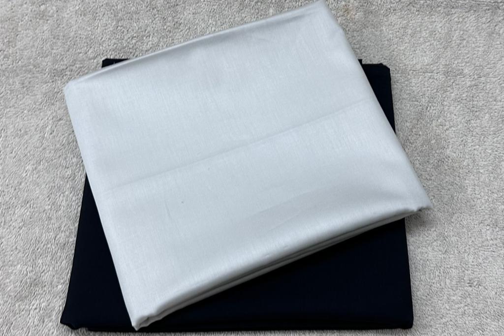 Light Grey Egyptian Giza Cotton Shirt Fabric with Black Pant Fabric Combo Starting at - Just Rs. 999! with Free Shipping & COD Options
