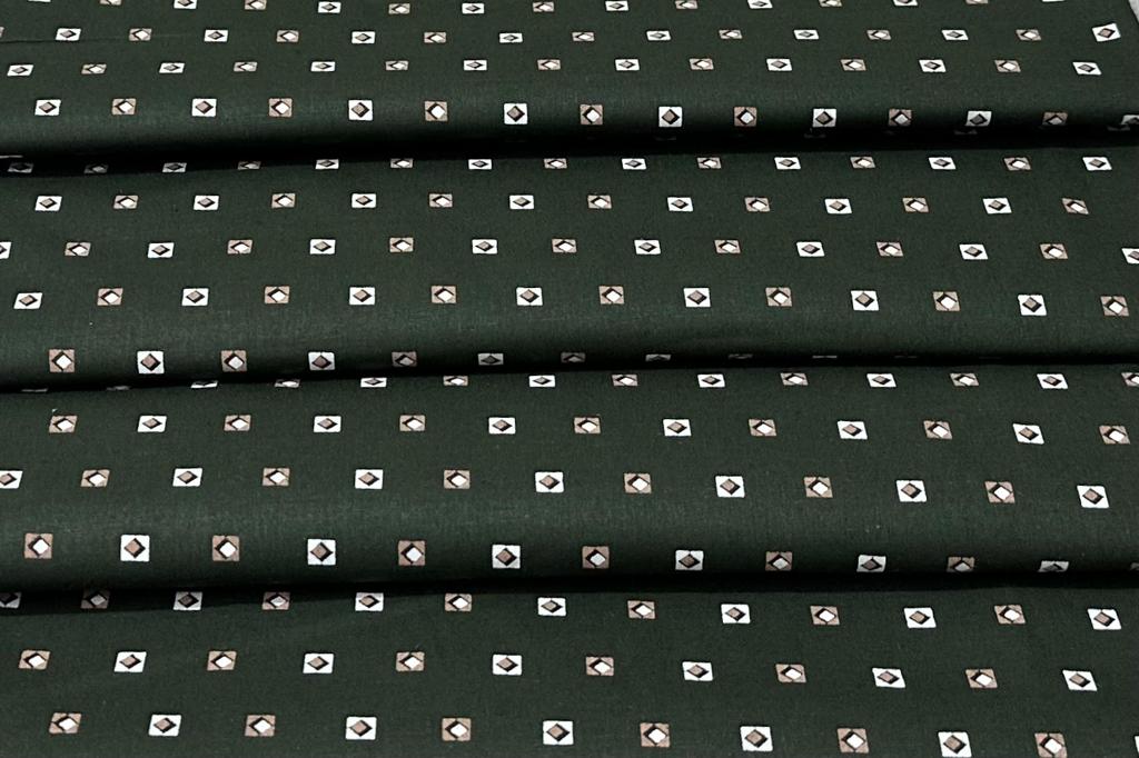 Bottle Green Digital Printed Pure Cotton Shirt Fabric (Length-1.60 Meter | Width-58 Inch) Starting at - Just Rs. 649! with Free Shipping & COD Options