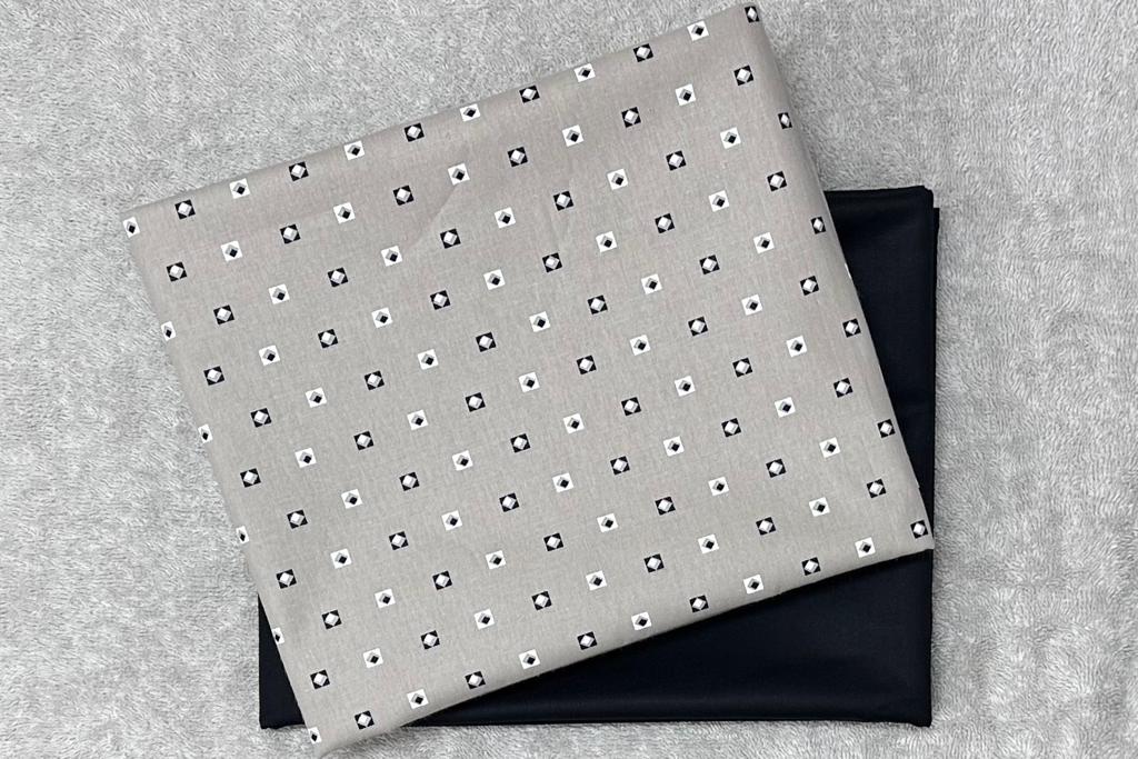 Light Brown Printed Cotton Shirt Fabric with Black Pant Fabric Combo Starting at - Just Rs. 799! with Free Shipping & COD Options