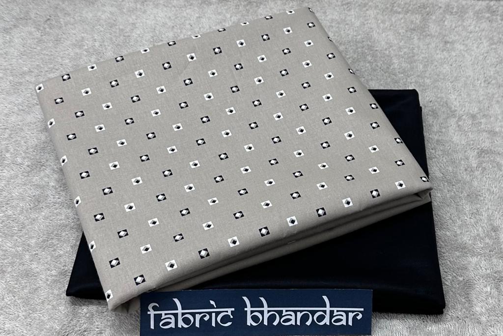 Light Brown Printed Cotton Shirt Fabric with Black Pant Fabric Combo Starting at - Just Rs. 799! with Free Shipping & COD Options