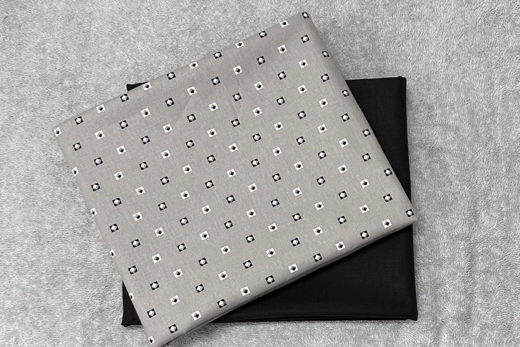 Light Brown Printed Cotton Shirt Fabric with Coffee Brown Pant Fabric Combo Starting at - Just Rs. 799! with Free Shipping & COD Options