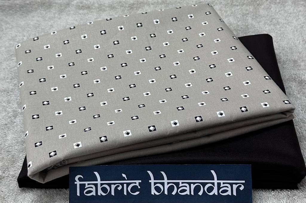 Light Brown Printed Cotton Shirt Fabric with Coffee Brown Pant Fabric Combo Starting at - Just Rs. 799! with Free Shipping & COD Options
