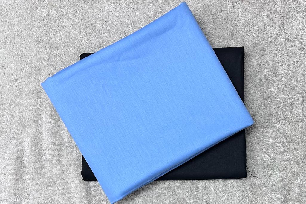 Plain Blue Cotton Shirt Fabric with Black Pant Fabric Combo Starting at - Just Rs. 799! with Free Shipping & COD Options
