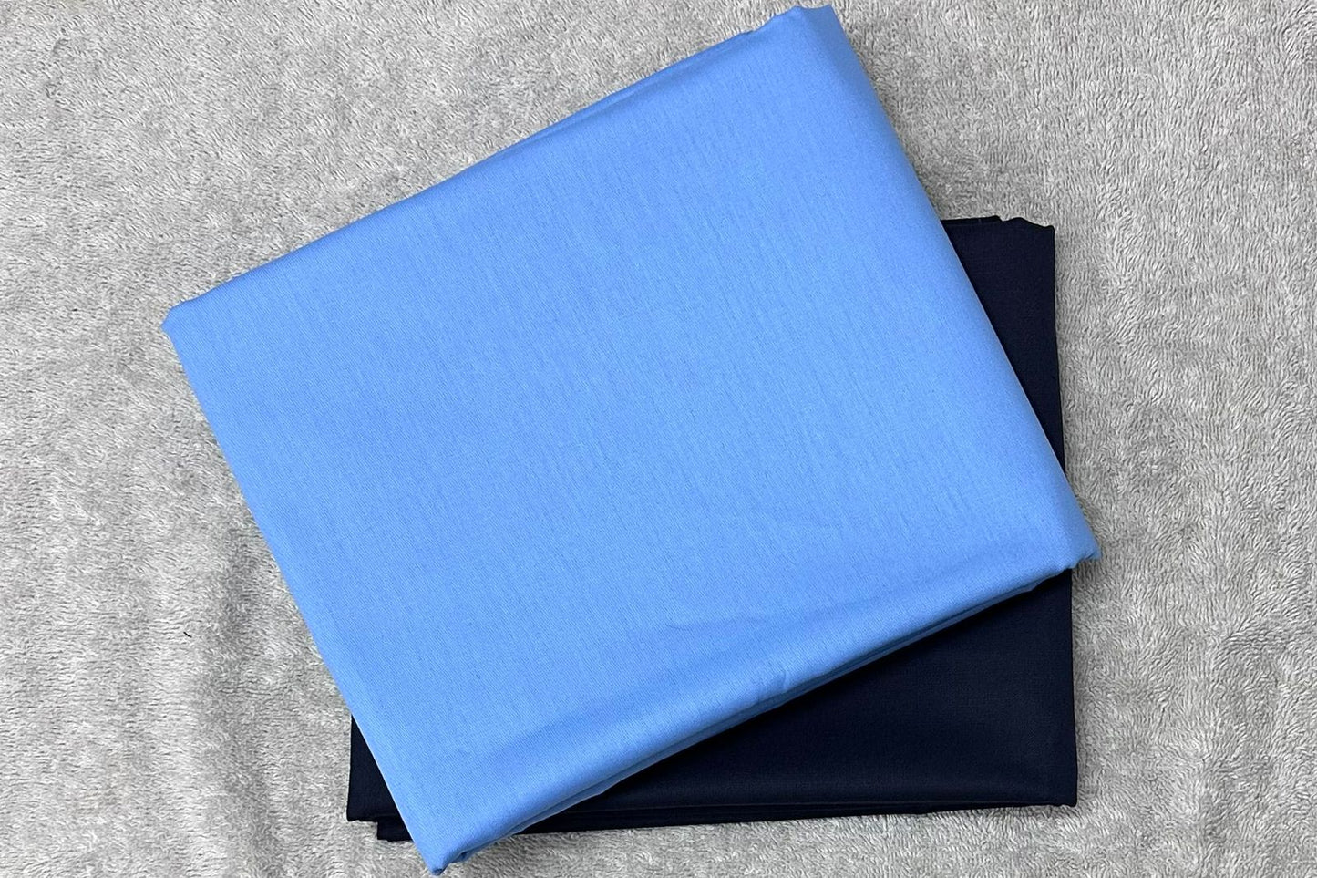 Plain Blue Cotton Shirt Fabric with Navy Blue Pant Fabric Combo Starting at - Just Rs. 799! with Free Shipping & COD Options