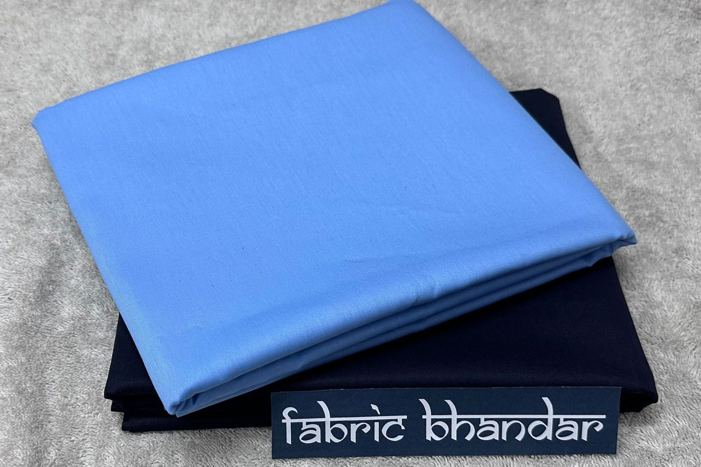 Plain Blue Cotton Shirt Fabric with Navy Blue Pant Fabric Combo Starting at - Just Rs. 799! with Free Shipping & COD Options