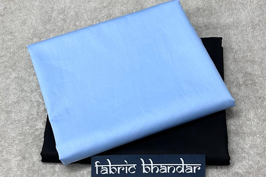 Light Blue Egyptian Giza Cotton Shirt Fabric with Black Pant Fabric Combo Starting at - Just Rs. 999! with Free Shipping & COD Options