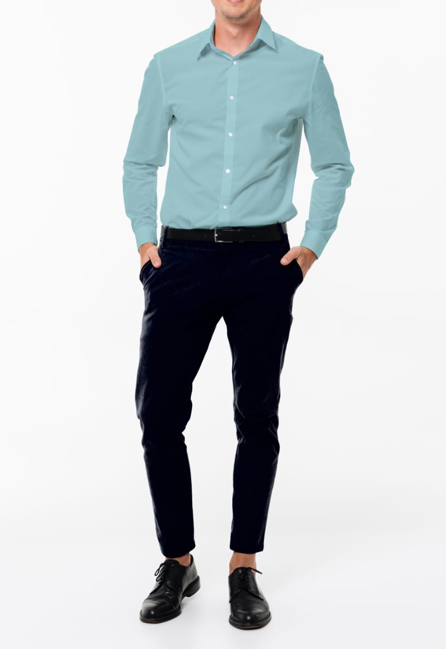 Light Blue Egyptian Giza Cotton Shirt Fabric with Black Pant Fabric Combo Starting at - Just Rs. 999! with Free Shipping & COD Options