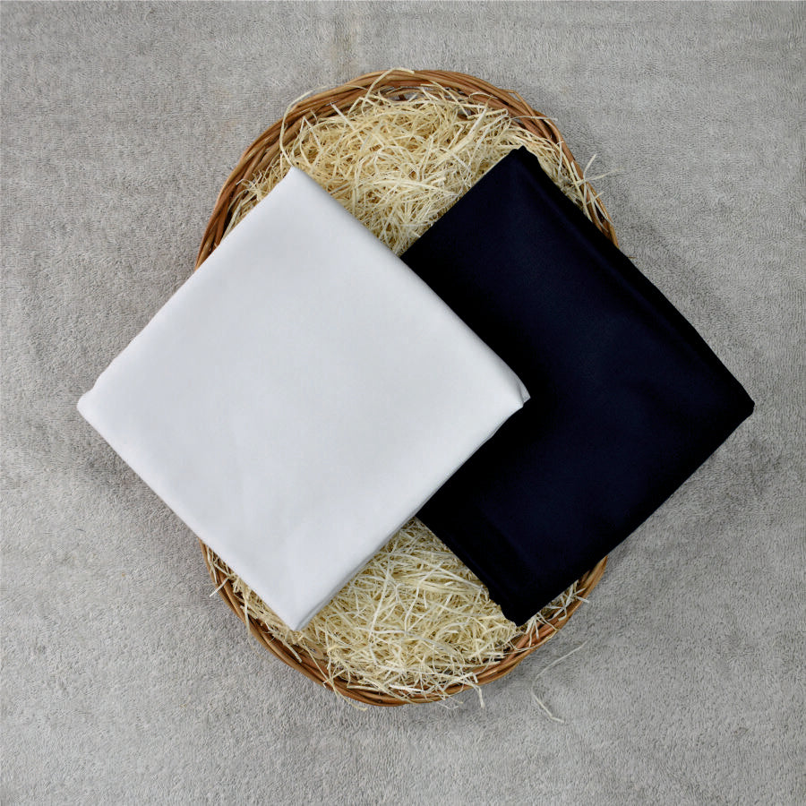 Plain White Cotton Shirt Fabric With Navy Blue Pant Fabric Combo Starting at - Just Rs. 799! with Free Shipping & COD Options