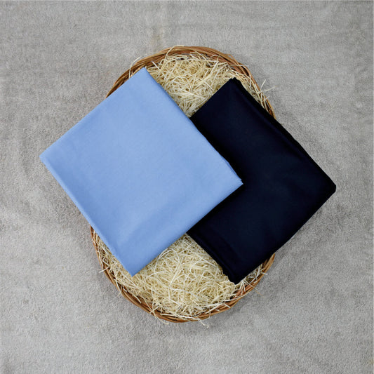 Plain Blue Cotton Shirt Fabric with Navy Blue Pant Fabric Combo Starting at - Just Rs. 799! with Free Shipping & COD Options