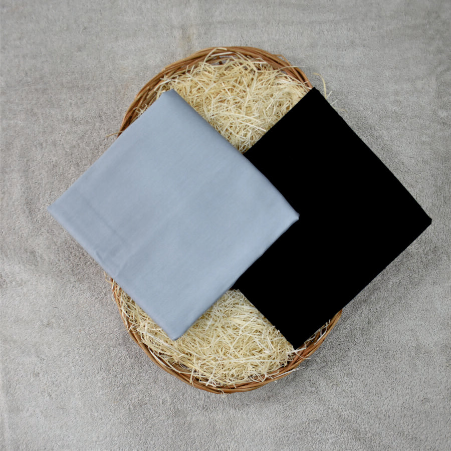 Plain Light Grey Cotton Shirt Fabric with Black Pant Fabric Combo Starting at - Just Rs. 799! with Free Shipping & COD Options