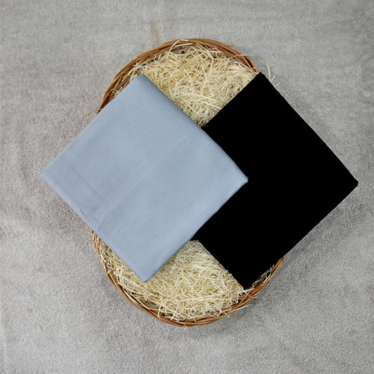 Plain Light Grey Cotton Shirt Fabric with Black Pant Fabric Combo Starting at - Just Rs. 799! with Free Shipping & COD Options