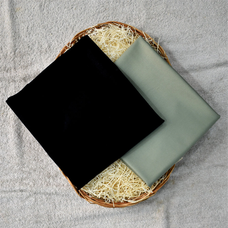 Black Egyptian Giza Cotton Shirt Fabric with Hunter Green Pant Fabric Combo Starting at - Just Rs. 999! with Free Shipping & COD Options