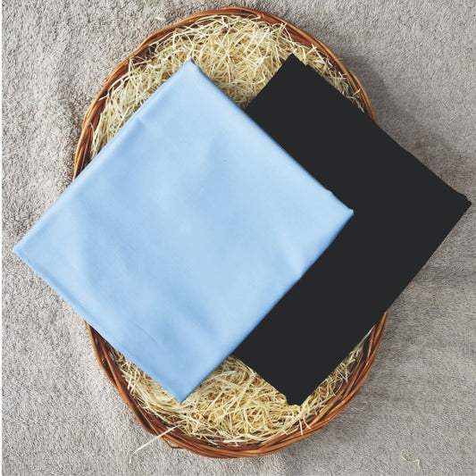 Light Blue Egyptian Giza Cotton Shirt Fabric with Black Pant Fabric Combo Starting at - Just Rs. 999! with Free Shipping & COD Options