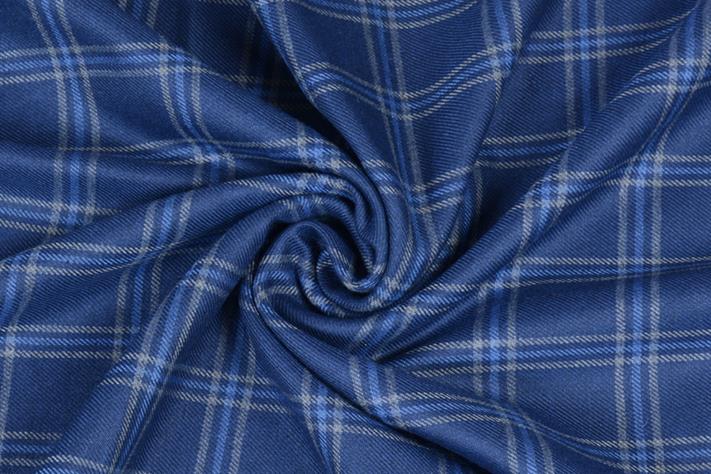 Midnight Blue Tweed Fabric with Lightblue & Light Yellow Big Checks ( 2 Meter Cut Piece) Starting at - Just Rs. 1199! with Free Shipping & COD Options