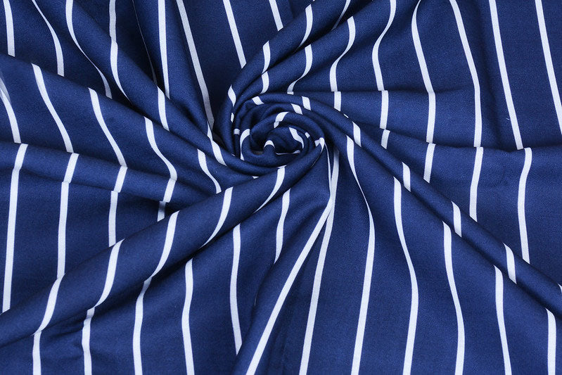 Dark Blue & White Stripes Cotton Shirt Fabric (Length-2.25 Meter | Width-34 Inch) Starting at - Just Rs. 799! with Free Shipping & COD Options