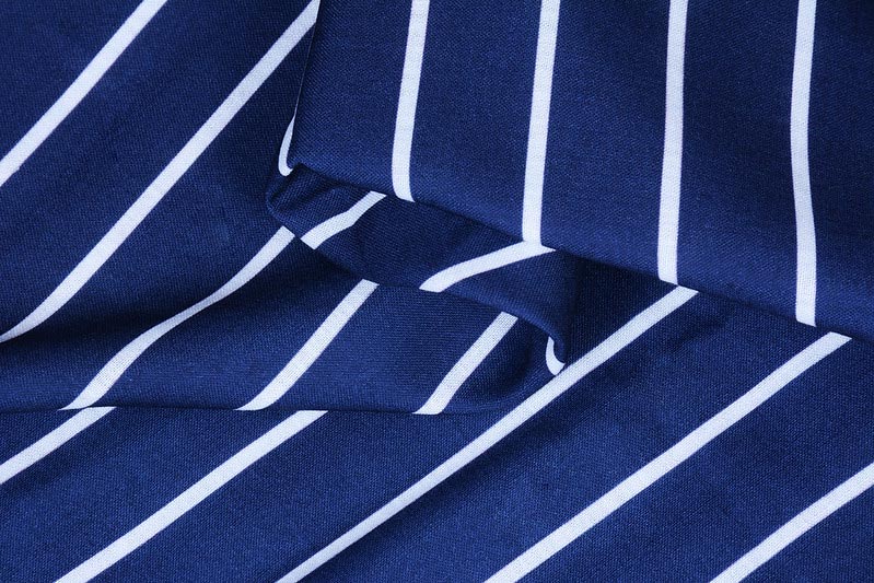 Dark Blue & White Stripes Cotton Shirt Fabric (Length-2.25 Meter | Width-34 Inch) Starting at - Just Rs. 799! with Free Shipping & COD Options