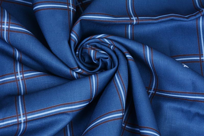 Curious Blue Big Checks Digital Printed Cotton Shirt Fabric (Length-2.25 Meter | Width-34 Inch) Starting at - Just Rs. 599! with Free Shipping & COD Options