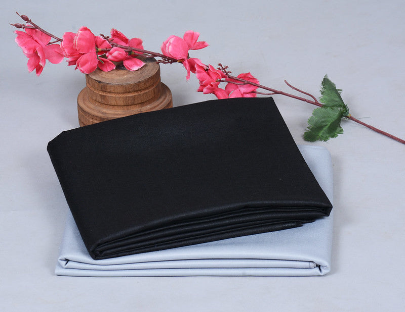 Plain Black Cotton Shirt Fabric With Steel Grey Pant Fabric Combo Starting at - Just Rs. 799! with Free Shipping & COD Options