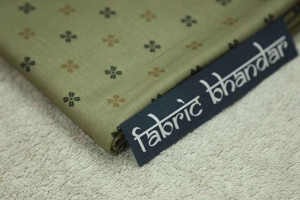 Olive Colour Digital Printed Cotton Shirt Fabric (Length-2.25 Meter | Width-34 Inch) Starting at - Just Rs. 599! with Free Shipping & COD Options