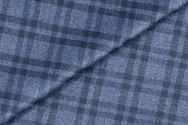 Oxford Blue Tweed Fabric with Small Black Checks ( 2 Meter Cut Piece) Starting at - Just Rs. 1199! with Free Shipping & COD Options