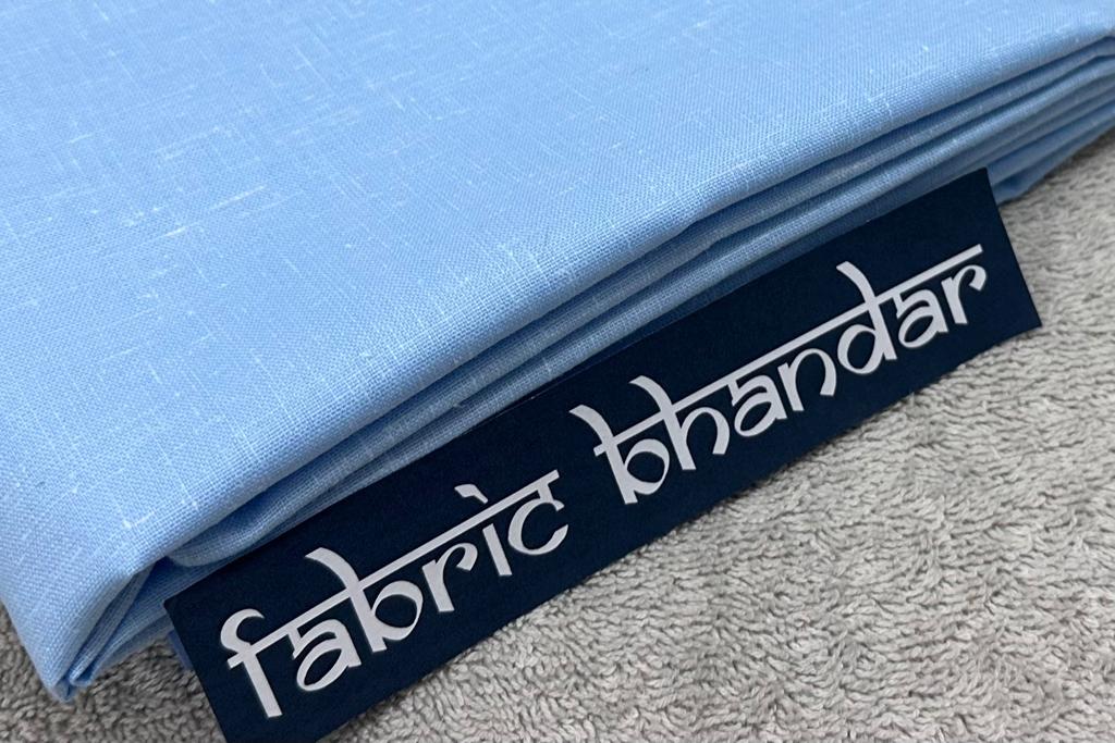 Ivory Blue Plain Heavy Quality Cotton Linen Shirt Fabric (Length-2.25 Meter | Width-34 Inch) Starting at - Just Rs. 749! with Free Shipping & COD Options