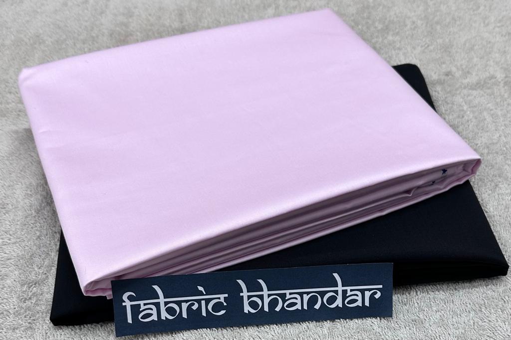 Light Pink Egyptian Giza Cotton Shirt Fabric with Black Fully Stretchable Pant Fabric Combo Starting at - Just Rs. 1199! with Free Shipping & COD Options