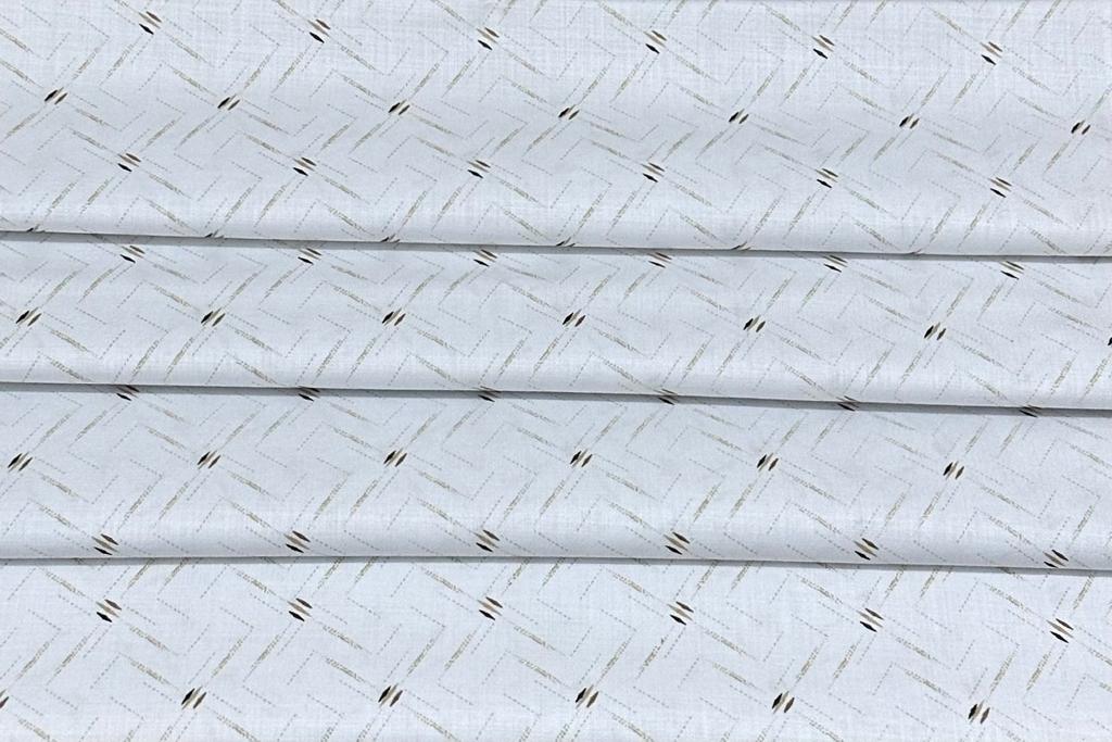 White Colour with Light Brown & Black Lines Digital Printed Shirt Fabric (Length-2.25 Meter | Width-34 Inch)