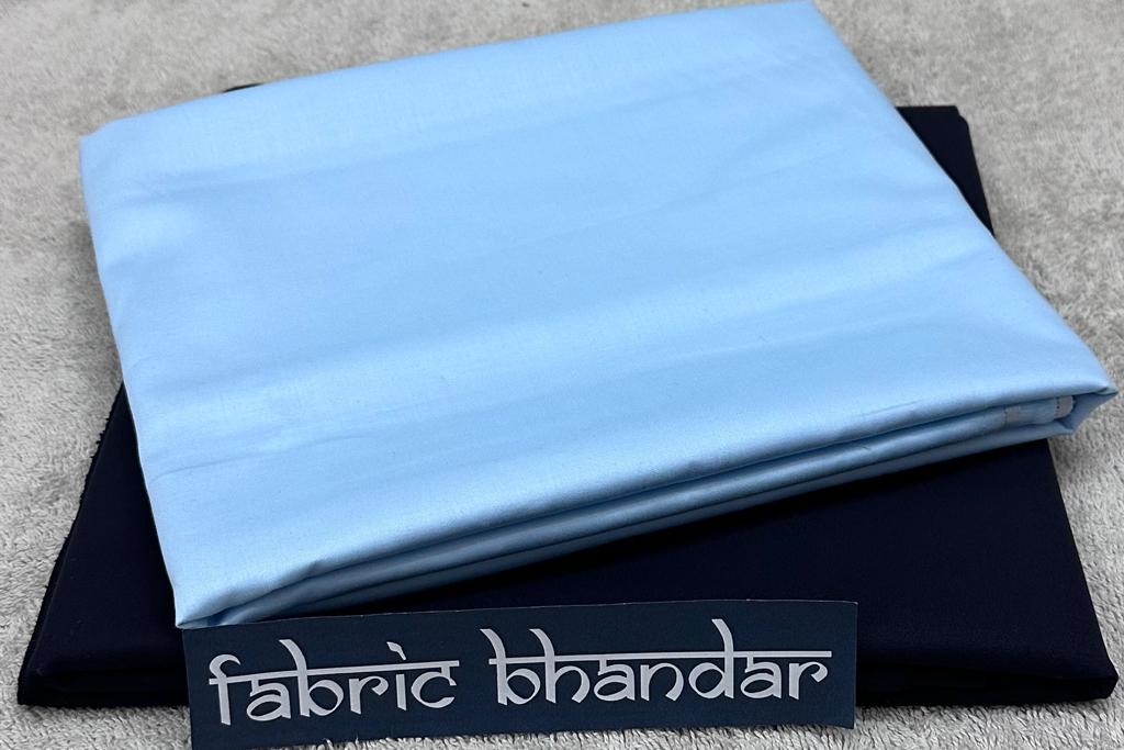 Light Blue Egyptian Giza Cotton Shirt Fabric with Navy Blue Fully Stretchable Pant Fabric Combo Starting at - Just Rs. 1199! with Free Shipping & COD Options