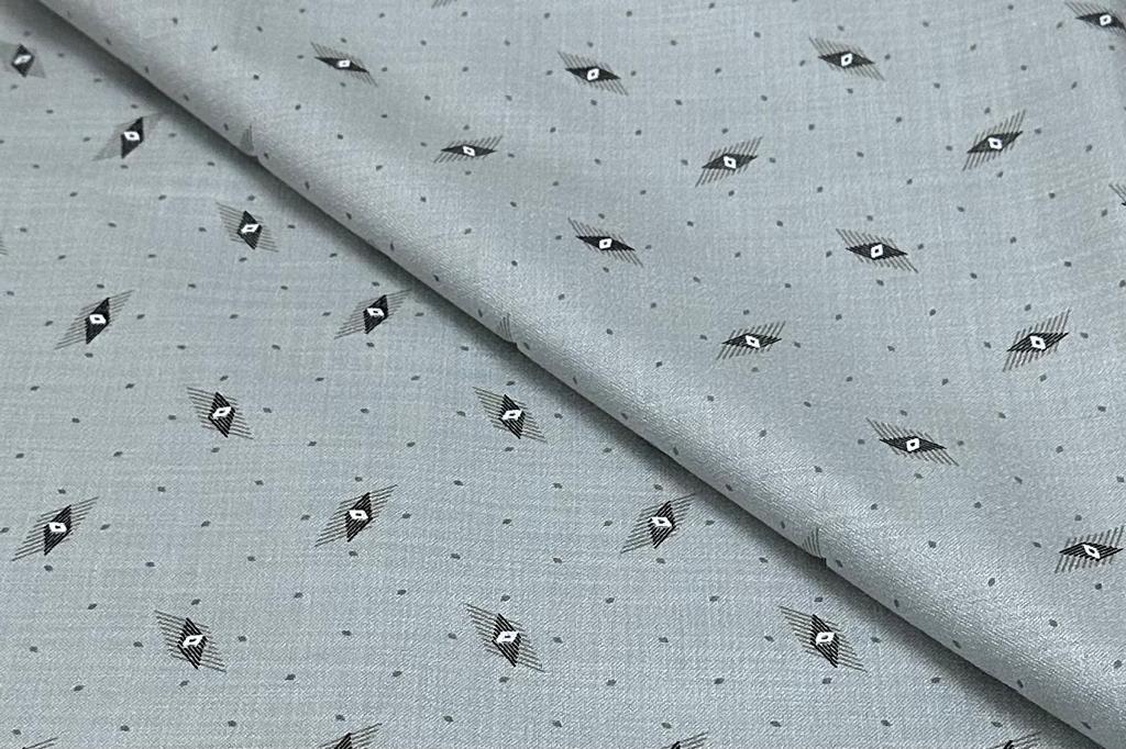 Cardamon Colour with Geometric Prints Cotton Shirt Fabric (Length-2.25 Meter | Width-34 Inch)