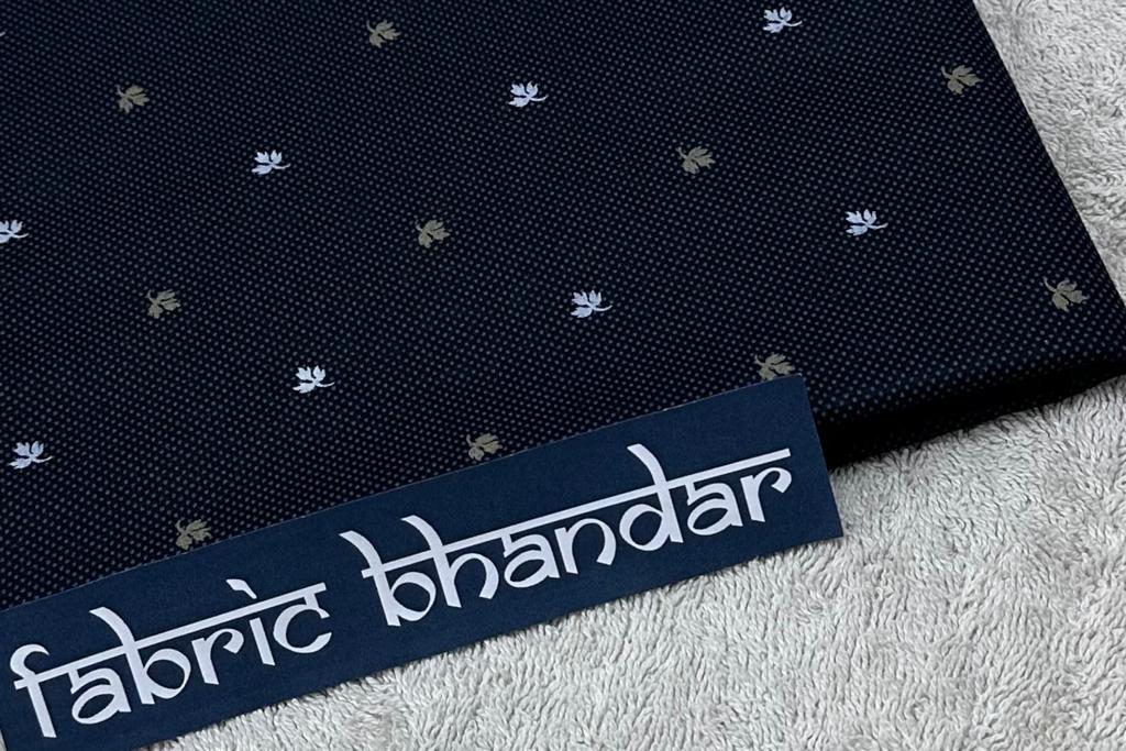 Deep Black with White & Brown Leaves Digital Printed Cotton Shirt Fabric (Length-2.25 Meter | Width-34 Inch) Starting at - Just Rs. 699! with Free Shipping & COD Options