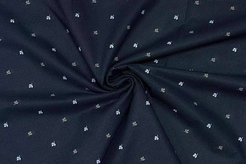 Deep Black with White & Brown Leaves Digital Printed Cotton Shirt Fabric (Length-2.25 Meter | Width-34 Inch) Starting at - Just Rs. 699! with Free Shipping & COD Options