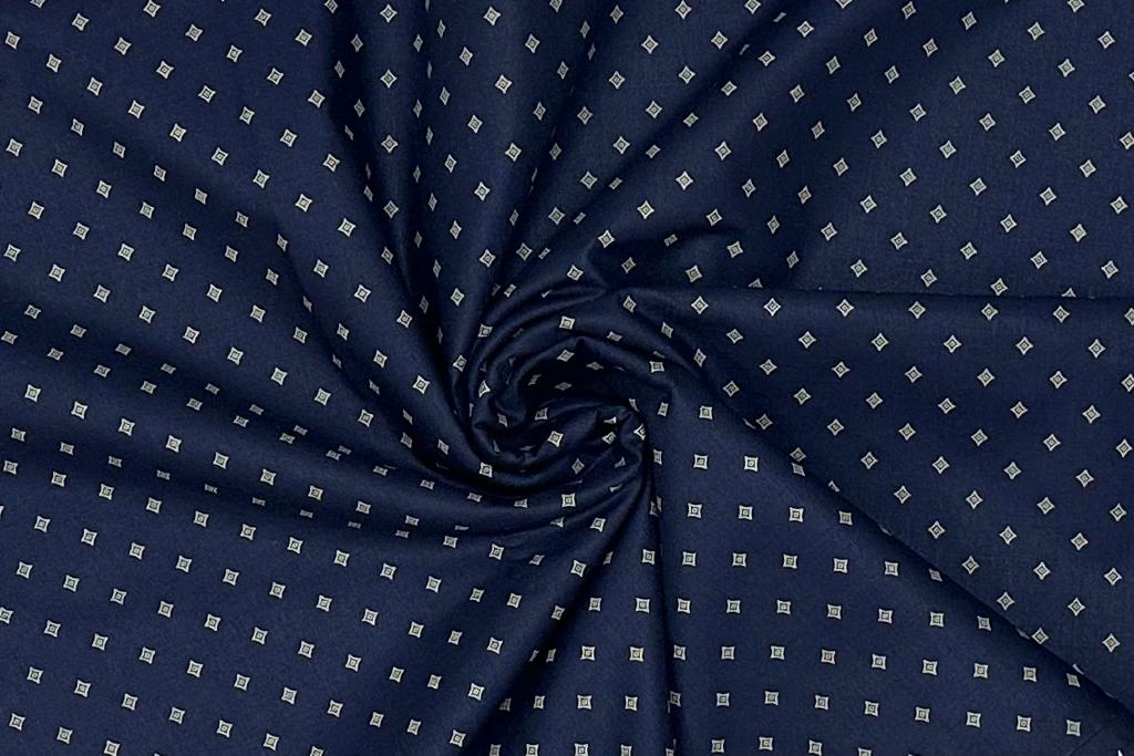 Royal Blue with Yellow Geometric Prints Japanese Cotton Giza Finish Shirt Fabric (Length-2.25 Meter | Width-34 Inch) Starting at - Just Rs. 749! with Free Shipping & COD Options