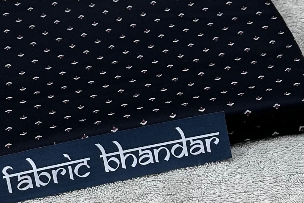 Black Colour Digital Printed Cotton Shirt Fabric (Length-1.60 Meter | Width-58 Inch) Starting at - Just Rs. 899! with Free Shipping & COD Options