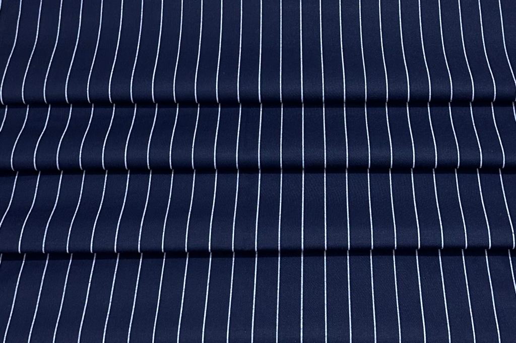 Dark Blue with White Lines Digital Printed Cotton Shirt Fabric (Length-2.25 Meter | Width-34 Inch)