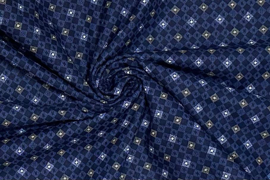 Royal Blue Giza Finish Digital Printed Cotton Shirt Fabric (Length-2.25 Meter | Width-34 Inch)