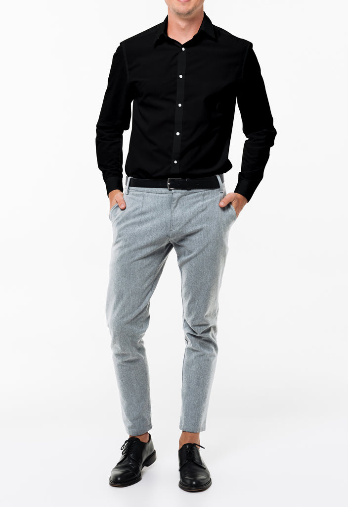 Plain Black Cotton Shirt Fabric With Steel Grey Pant Fabric Combo Starting at - Just Rs. 799! with Free Shipping & COD Options
