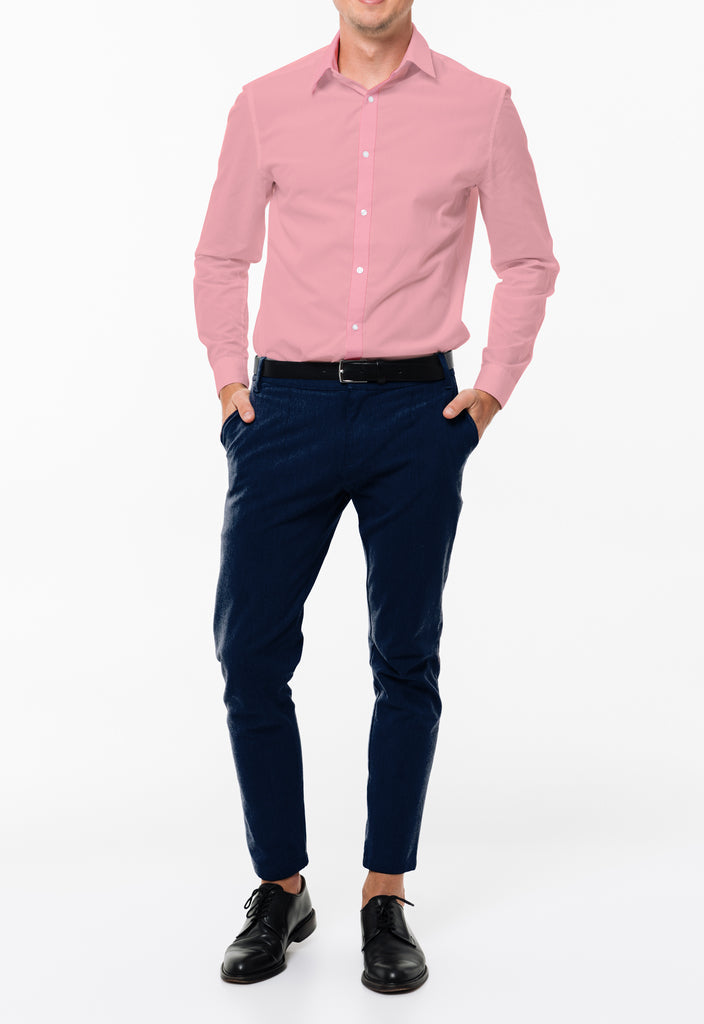 Plain Pink Cotton Shirt Fabric with Navy Blue Pant Fabric Combo Starting at - Just Rs. 799! with Free Shipping & COD Options