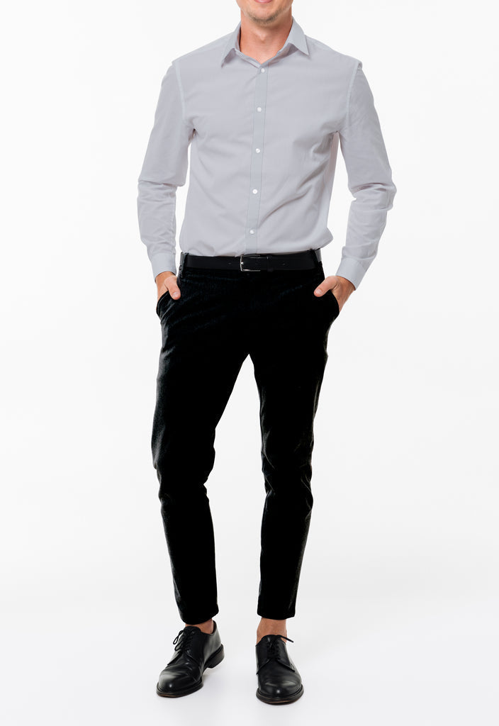White Egyptian Giza Cotton Shirt Fabric with Black Fully Stretchable Pant Fabric Combo Starting at - Just Rs. 1199! with Free Shipping & COD Options
