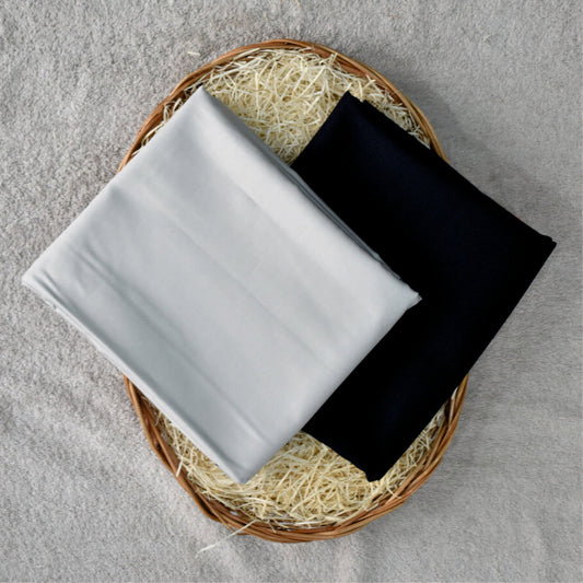 Light Grey Egyptian Giza Cotton Shirt Fabric with Black Fully Stretchable Pant Fabric Combo Starting at - Just Rs. 1199! with Free Shipping & COD Options