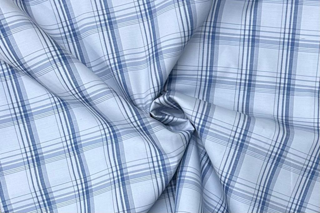 Siyaram's Light Blue with Small Dark Blue Checks Cotton Premium Quality Shirt Fabric (Length-1.60 Meter | Width-58 Inch) Starting at - Just Rs. 749! with Free Shipping & COD Options