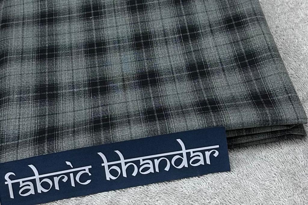 Spanish Green with Classy Big Black Checks Cotton Shirt Fabric (Length-2.50 Meter | Width-34 Inch) Starting at - Just Rs. 649! with Free Shipping & COD Options