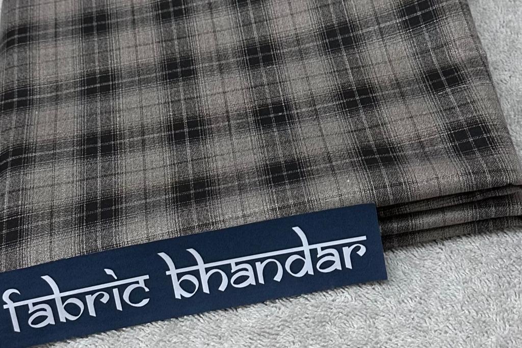 Light Brown with Classy Big Black Checks Cotton Shirt Fabric Starting at - Just Rs. 549! with Free Shipping & COD Options
